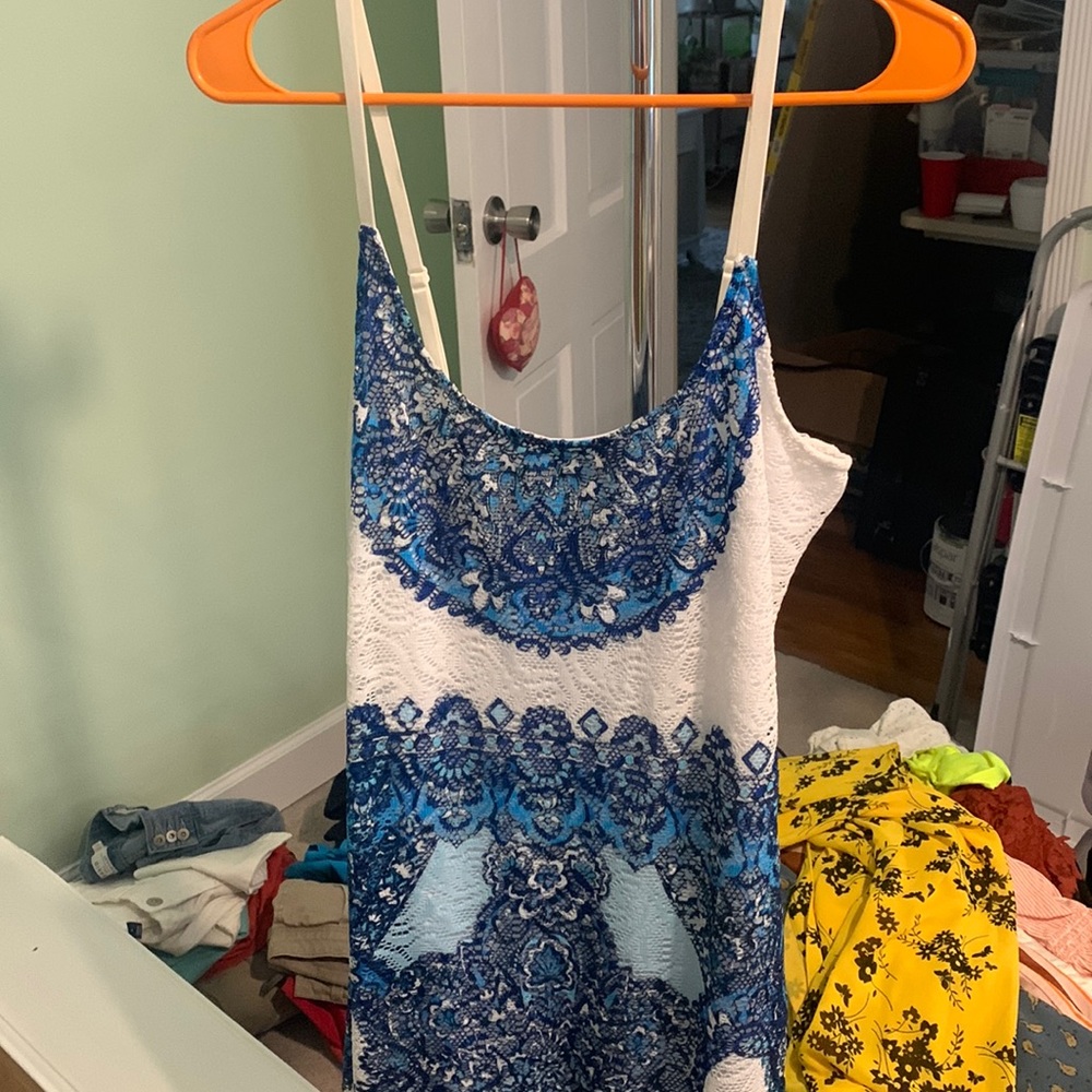 Blue lace maxi dress